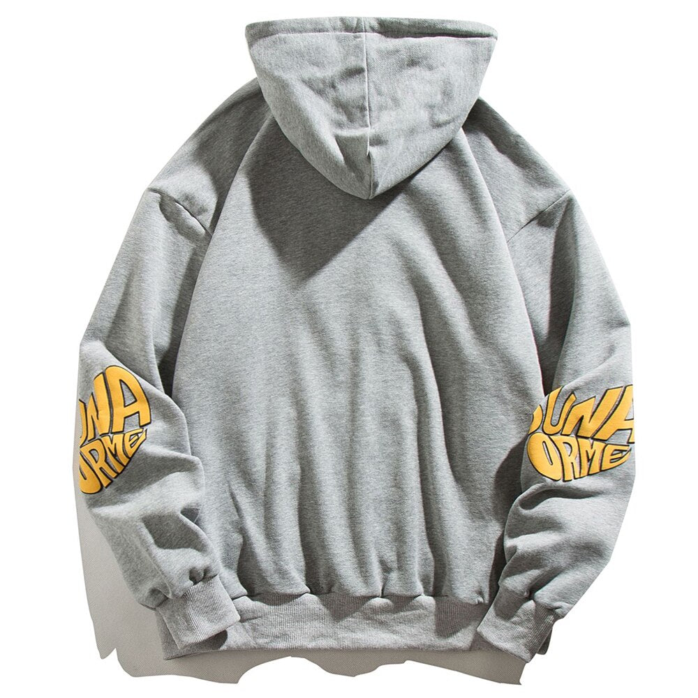 Animal Letter Embroidery Zipper Hooded Hoodie Men Casual College Style Oversized Coats Autumn Fashion Streetwear Couple